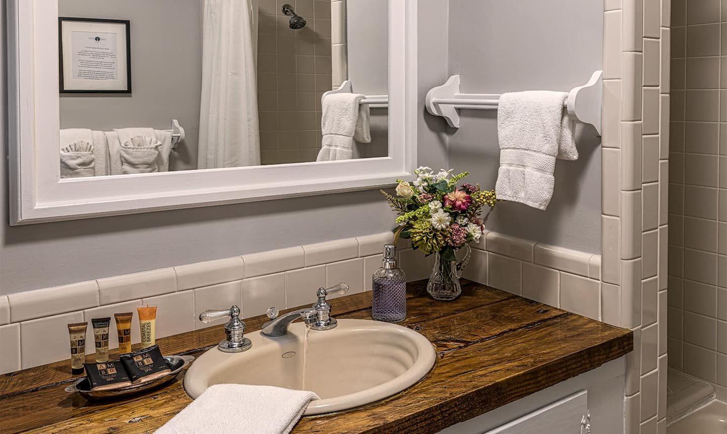 View of Sink with toiletries in the Pack House King Suite