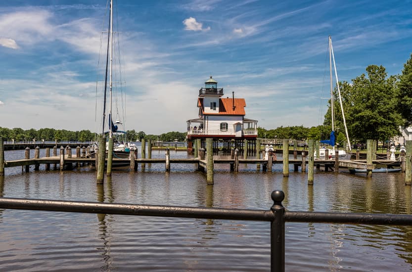 Lighthouse on the water in Edenton, NC