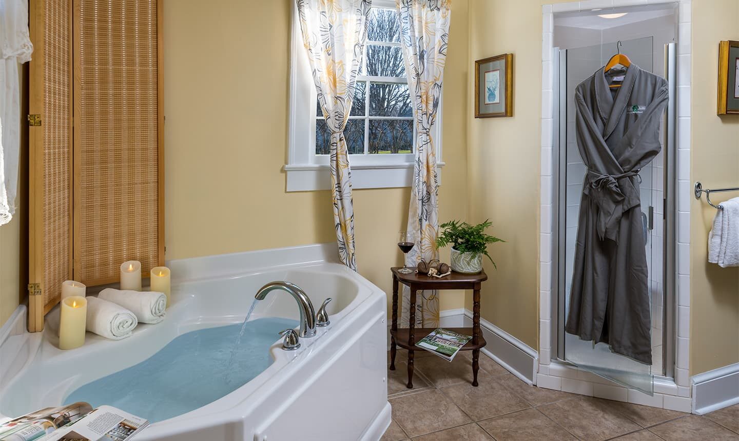 Large tub and walk-in shower in Martha Edwards Suite