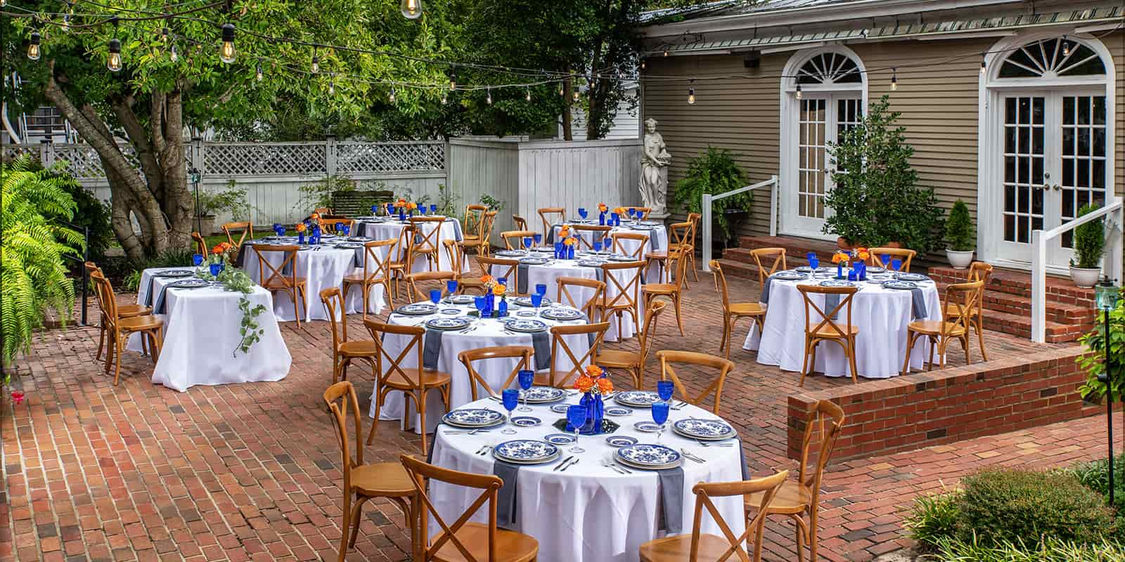 Outdoor North Carolina Wedding Reception with tables set