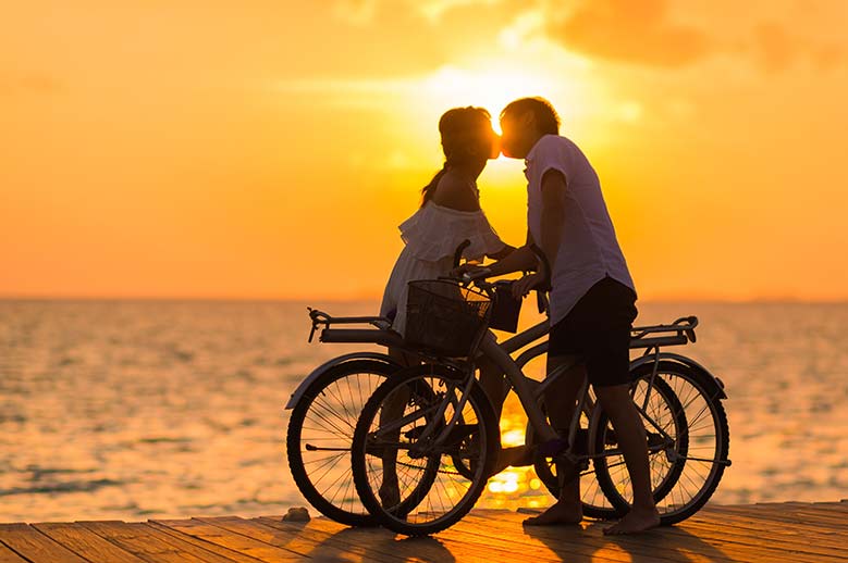 Couple at sunset celebrating their anniversary