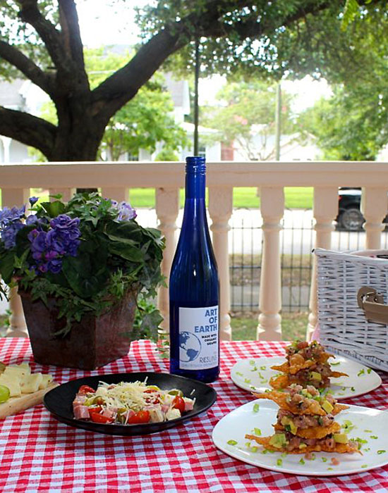 Date night package, with picnic basket and wine.