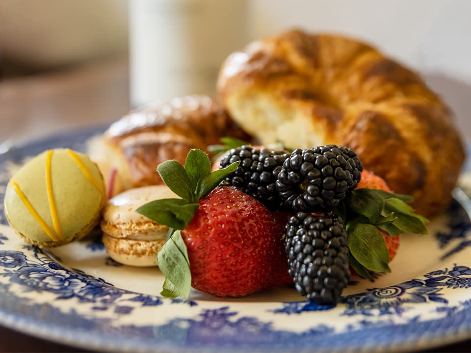 Breakfast fruit with croissant