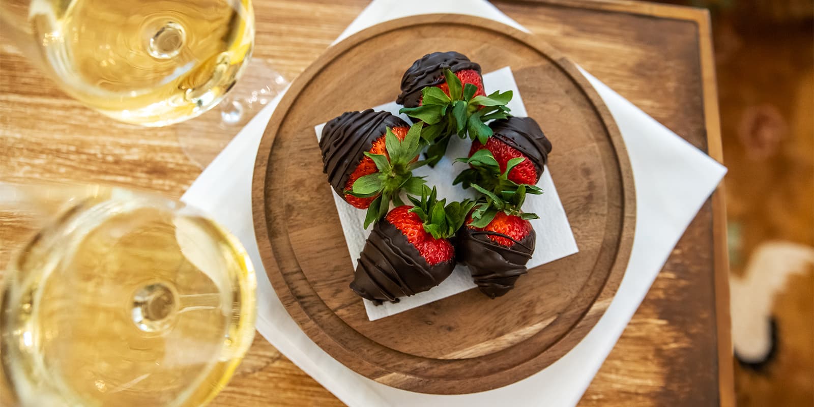 Chocolate Covered Strawberries and white wine