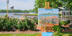 Walking Edenton, plein air painting with a view of the bay.
