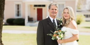 A bride and groom at their micro wedding at Inner Banks Inn in Edentin, NC