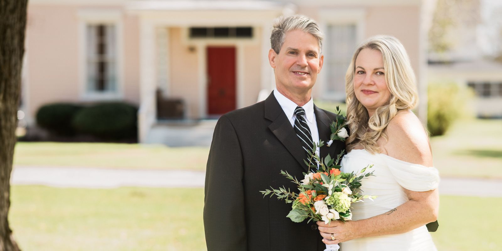 A bride and groom at their micro wedding at Inner Banks Inn in Edentin, NC