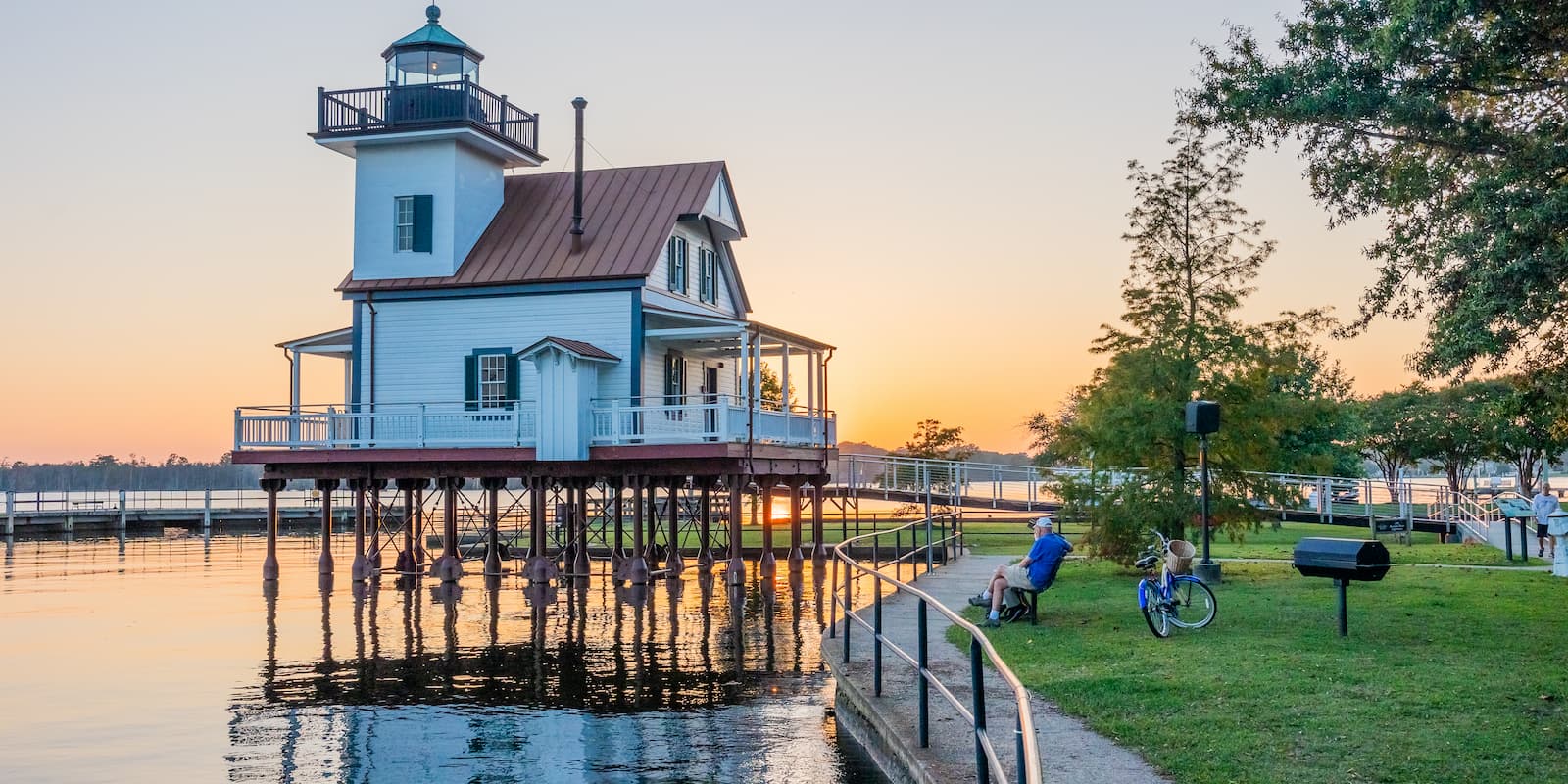 Roanoke River Lighthouse from Colonial Park in Edenton, NC