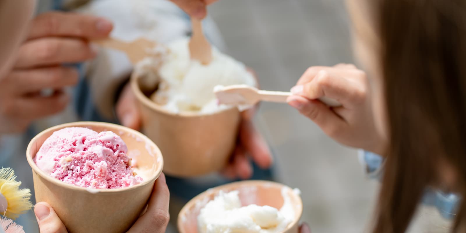 A family eating ice cream from a shop in Edenton, NC